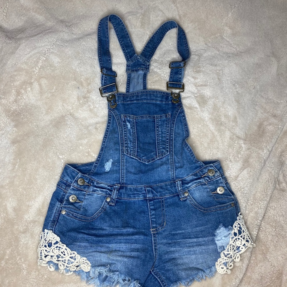 Overall Shorts with Lace